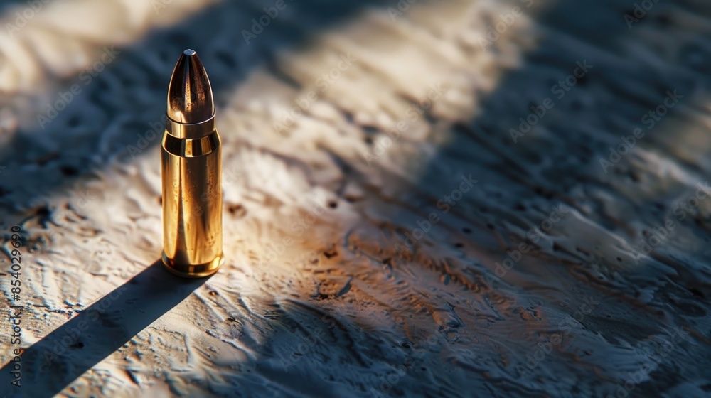 A close-up view of a bullet lying on a table with a flat surface, possibly for forensic or investigative purposes A close-up view of a bullet lying on a table with a flat surface, possibly for forensic or investigative purposes