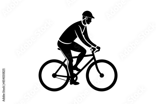 A man cycling bicycle silhouette vector illustration art.
