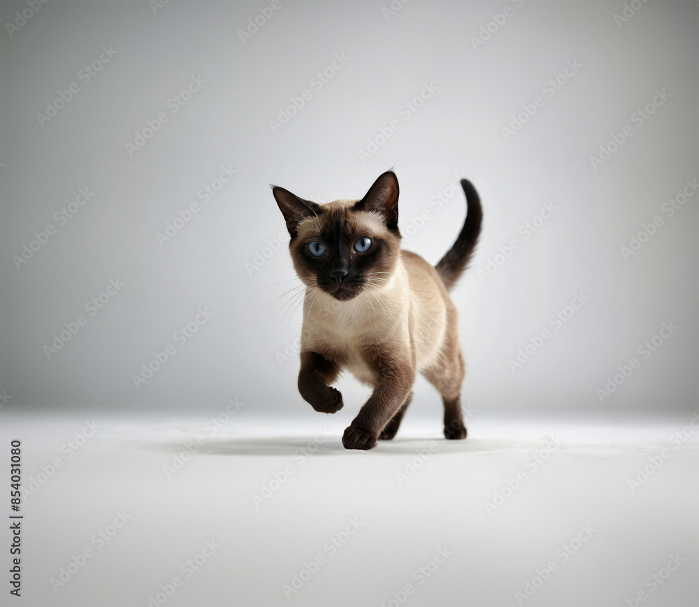 A Siamese cat running, full whole body, professional photography posing A Siamese cat running, full whole body, professional photography posing