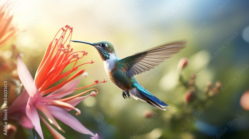 Fototapeta premium hummingbird hovering over a flower
