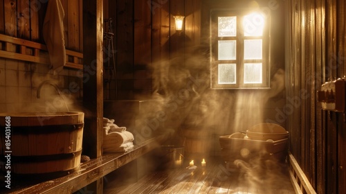 Wallpaper Mural A bucket with steam coming out of it placed in a wooden room setting Torontodigital.ca