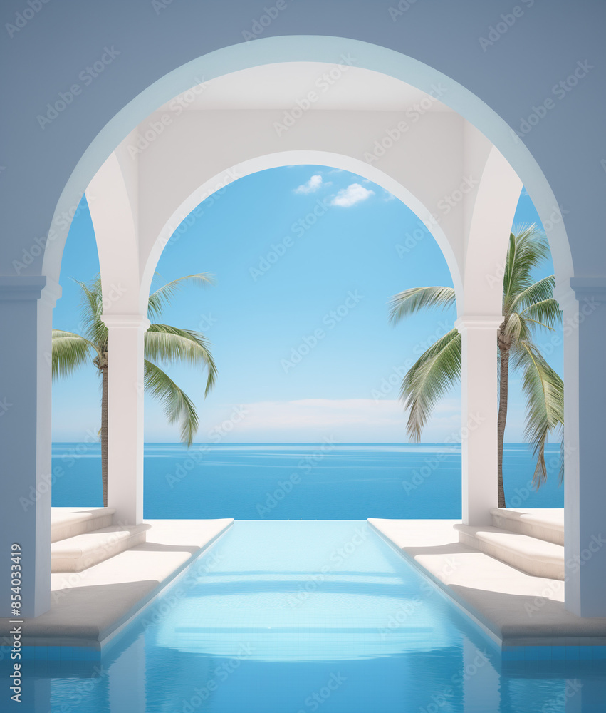 Pool in a resort with view Pool in a resort with view