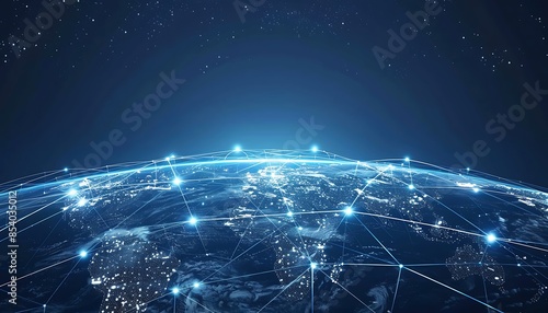 Global business network, digital technology, data exchange concept. Business Intelligence and cloud computing, digital marketing, data processing and blockchain with modern technology background