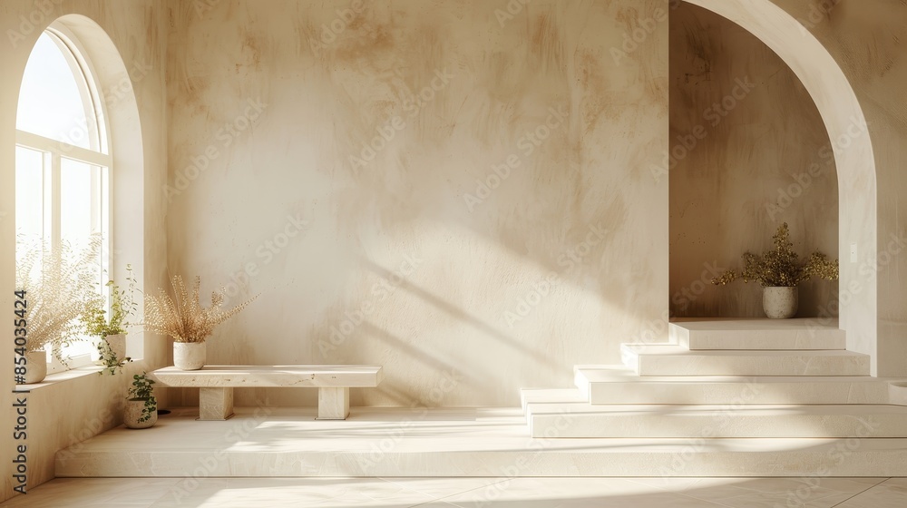 Light pastel beige room interior background, wall mockup Light pastel beige room interior background, wall mockup
