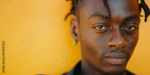 Curious man portrait on yellow background, a natural portrait of a man expressing curious