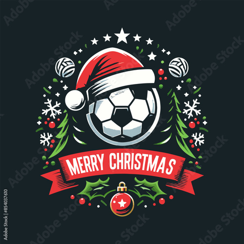  Soccer Merry Christmas Vector illustration And T Shirt Design