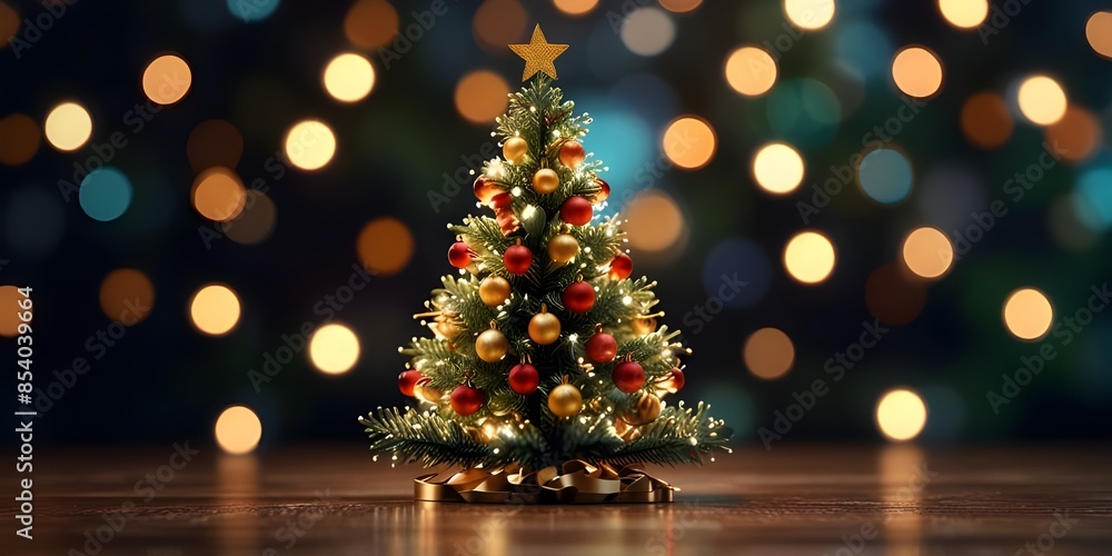 Beautiful and friendly Christmas tree on bokeh background. Generative AI Beautiful and friendly Christmas tree on bokeh background. Generative AI
