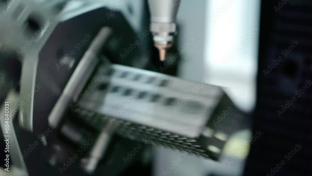 Laser cutting metal in production. Laser cutting metal in production.