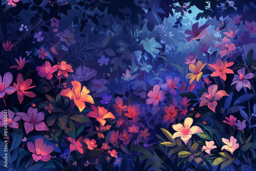 A peaceful and serene natural setting with flowers A peaceful and serene natural setting with flowers