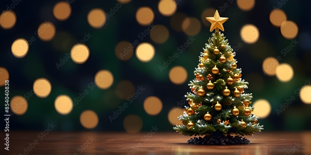 Beautiful and friendly Christmas tree on bokeh background. Generative AI Beautiful and friendly Christmas tree on bokeh background. Generative AI