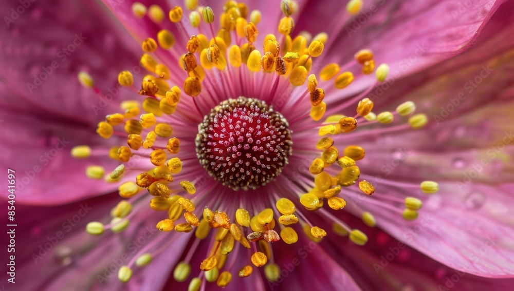 A close up of a flower with a droplet of water on it. Generate AI image