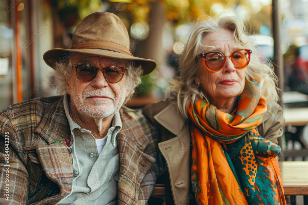 Charming elderly couple relishing quality time together in a delightful setting Charming elderly couple relishing quality time together in a delightful setting