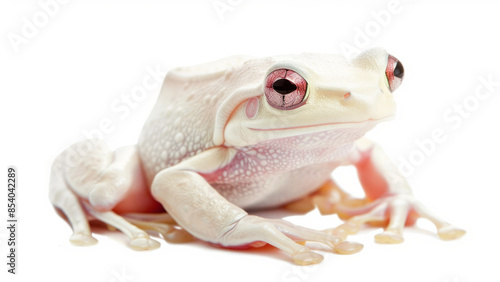 Wallpaper Mural A rare albino frog with striking white and pale skin, sitting gracefully in a minimalist studio setting, showcasing its unique and beautiful appearance.
 Torontodigital.ca