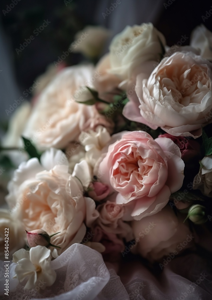 Beautiful pink, peach color and white bridal bouquet