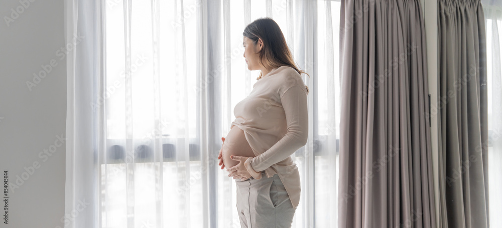 Pregnant asian woman holds hands on belly touching her baby caring about her health Beautiful happy pregnant woman tender mood photo of pregnancy Pregnant asian woman holds hands on belly touching her baby caring about her health Beautiful happy pregnant woman tender mood photo of pregnancy