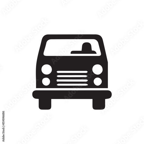  Vector Black silhouette car icon isolated on white, Eps 10.