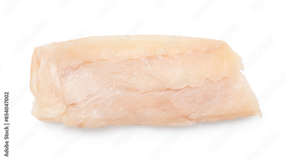 Piece of raw cod fish isolated on white, top view Piece of raw cod fish isolated on white, top view