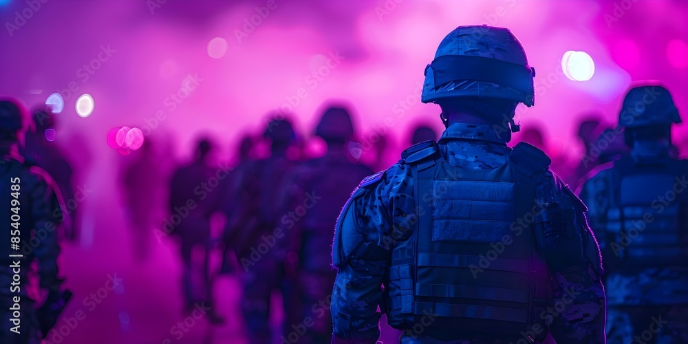 Purple symbolizes efforts to reduce militarization of police forces. Concept protests, social justice, police reform, symbols, purple Purple symbolizes efforts to reduce militarization of police forces. Concept protests, social justice, police reform, symbols, purple