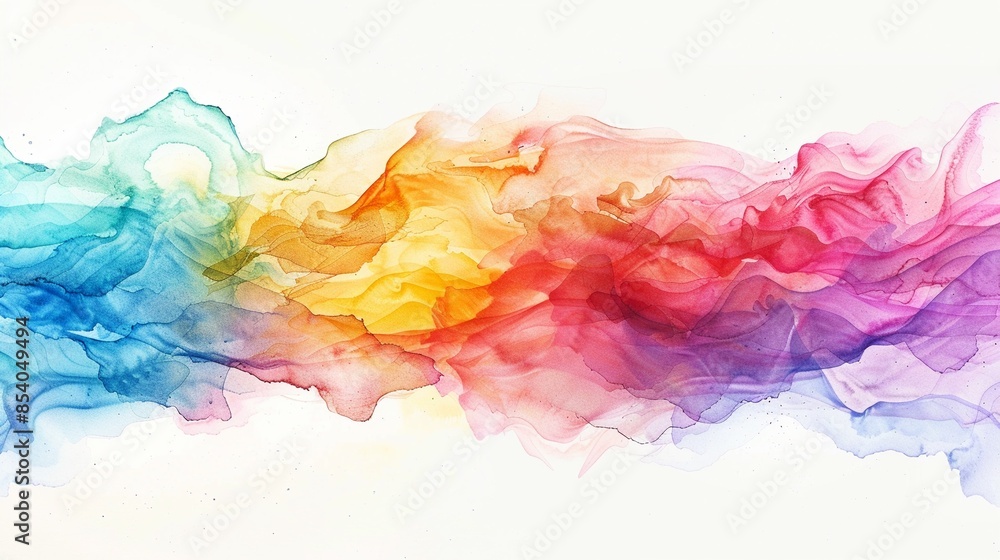 Fototapeta premium Abstract summer heat wave depicted in a spectrum of watercolors set upon a white