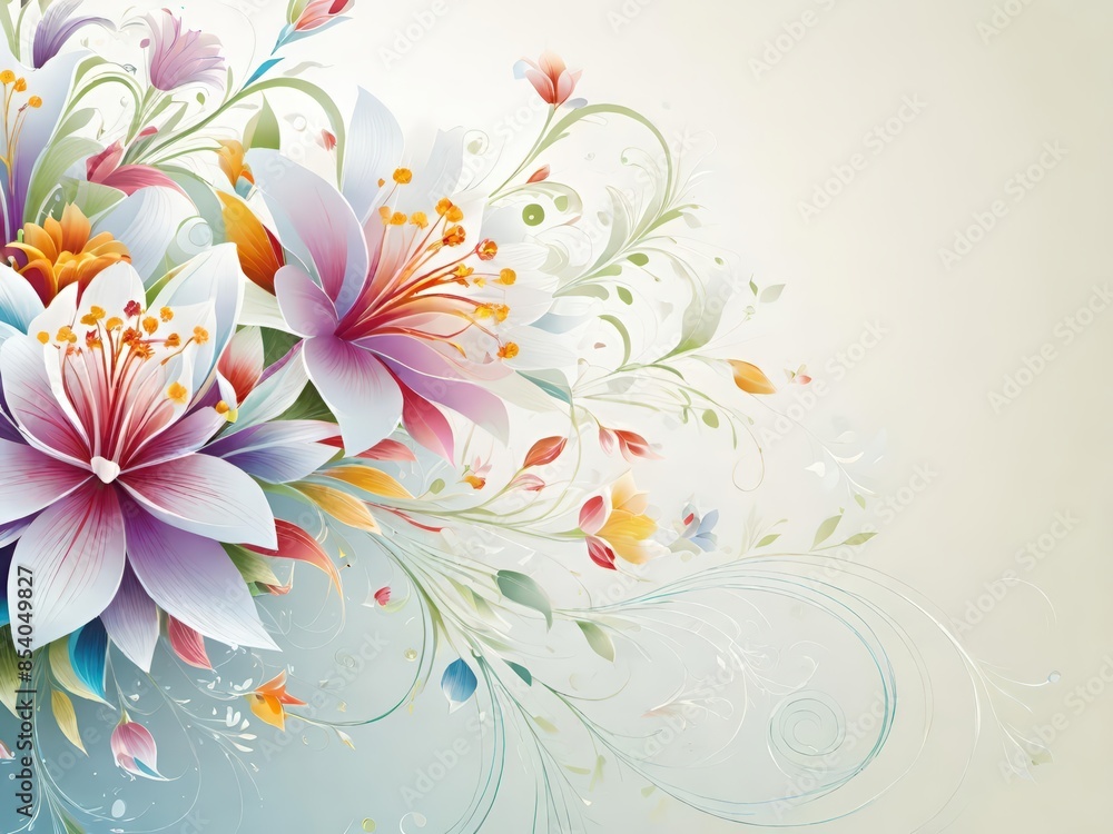 floral ornament, flower decoration, artistic illustration floral ornament, flower decoration, artistic illustration