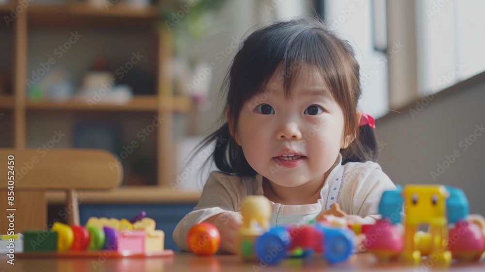 Cute toddler playing with the toys Cute toddler playing with the toys