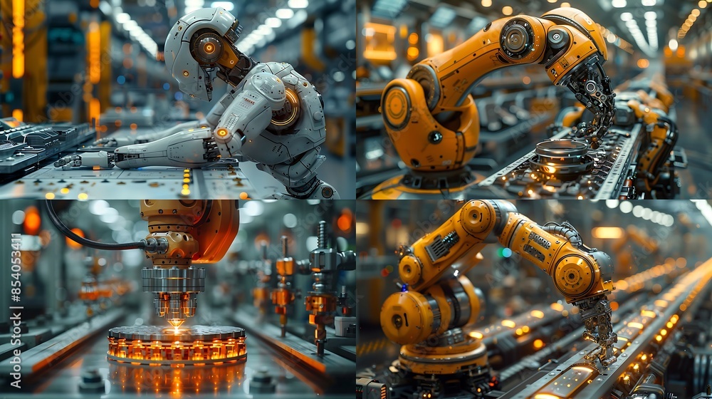 In modern industries, robots perform a wide array of tasks with precision and efficiency, revolutionizing manufacturing and production processes. They handle assembly lines, welding, painting, and pac In modern industries, robots perform a wide array of tasks with precision and efficiency, revolutionizing manufacturing and production processes. They handle assembly lines, welding, painting, and pac