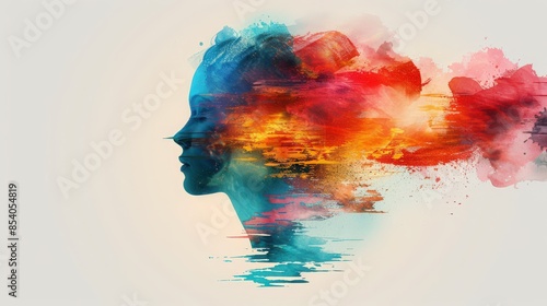 mental health and creative abstract concept, colorful mindfulness artwork, emotional well-being, inner harmony, psychological balance, and self-care