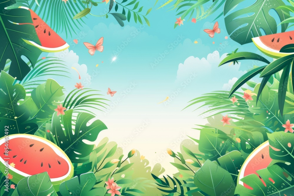 Summer Background illustration created with Generative AI Summer Background illustration created with Generative AI