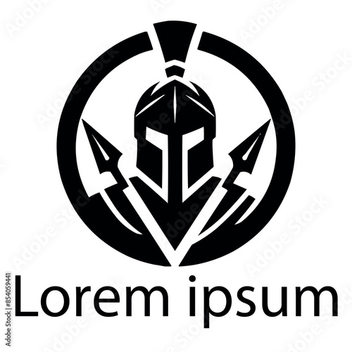 A black warrior logo on white simple background