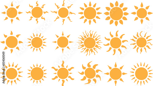 Set of yellow sun icons