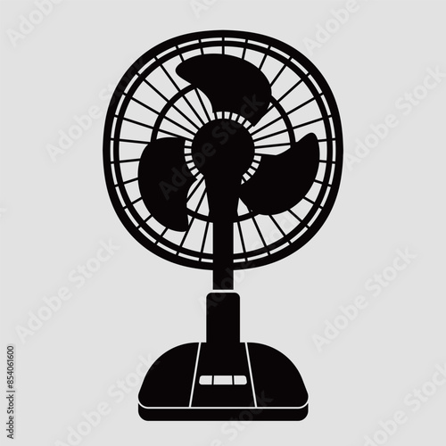 Black vector electric fan icon with a gray background