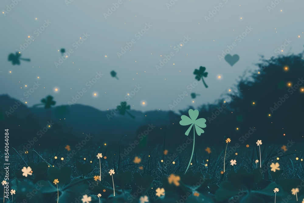 a poster of green shamrocks in the shape of a clover; with St. Patrick's Day background patterns and white space around it, background, a poster of green shamrocks in the shape of a clover; with St. Patrick's Day background patterns and white space around it, background,
