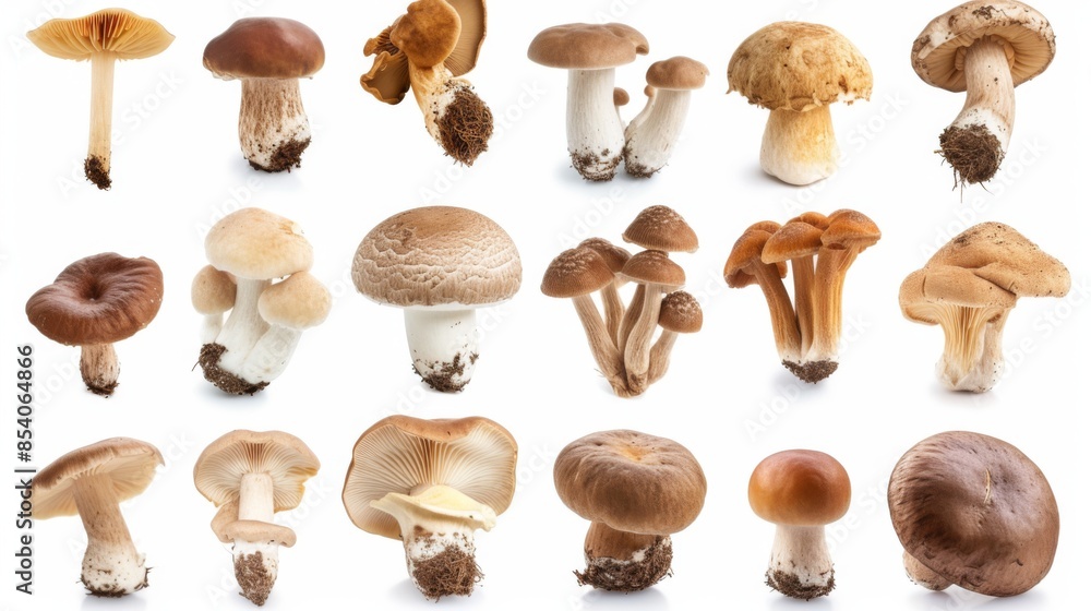 Wild mushrooms isolated on a white background Wild mushrooms isolated on a white background