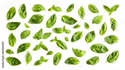 Fresh basil leaves isolated on a white background