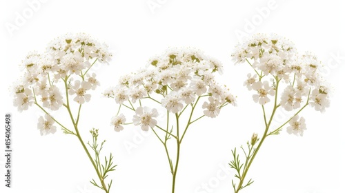 White yarrow flowers isolated on a white background