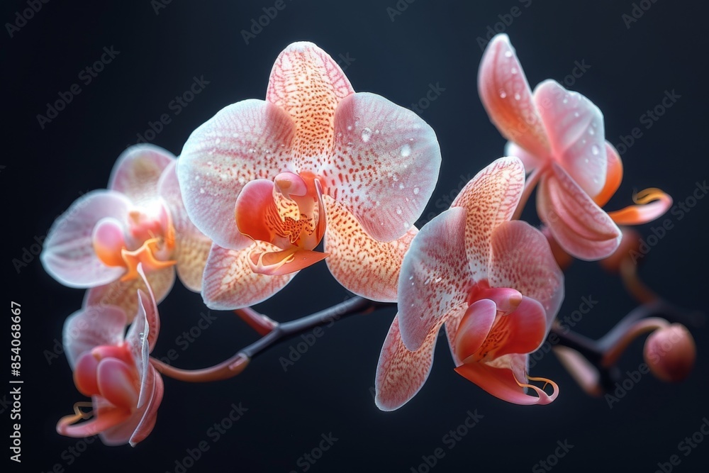 Delicate Pink and Orange Orchids in Bloom Delicate Pink and Orange Orchids in Bloom