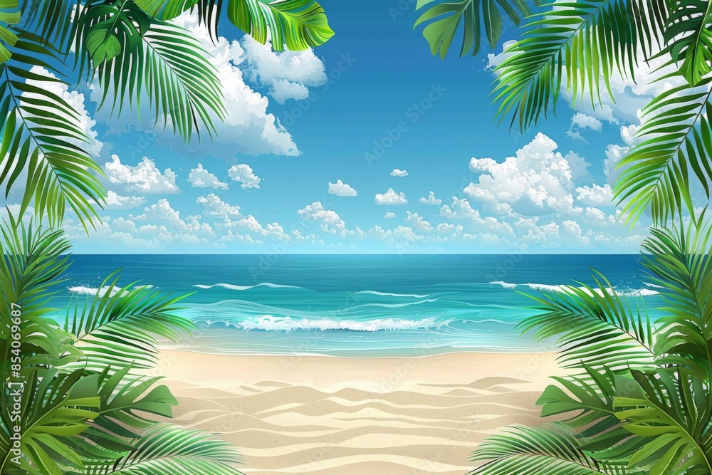 Fototapeta premium Summer Background illustration created with Generative AI