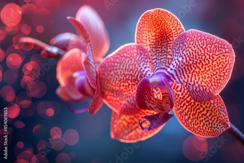 Orchid Blossom with Red and White Petals