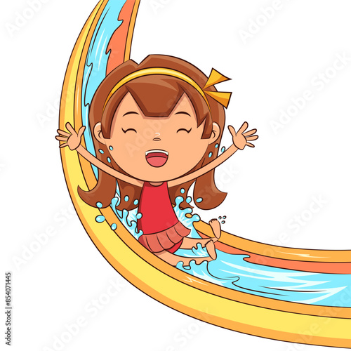 Girl on water slide