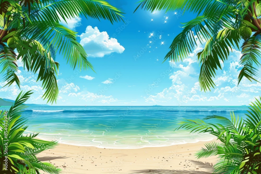 Summer Background illustration created with Generative AI Summer Background illustration created with Generative AI