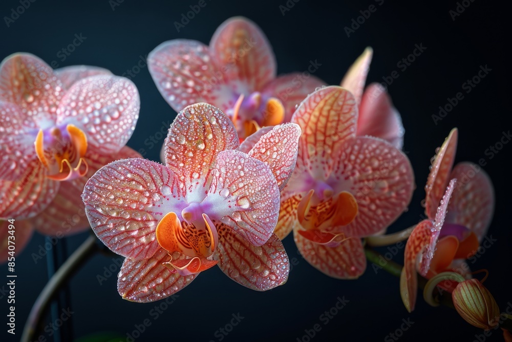 Delicate Pink Orchid with Dewdrops Delicate Pink Orchid with Dewdrops