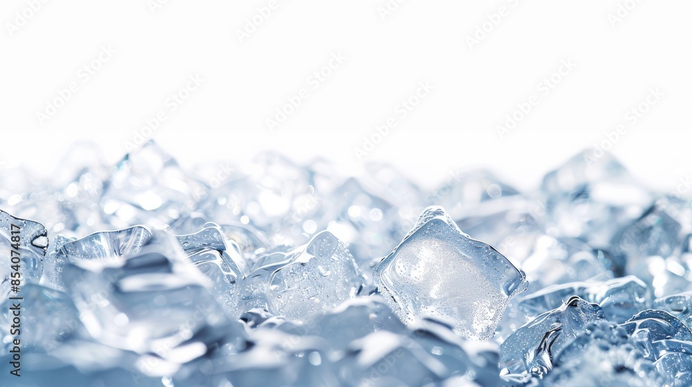 Ice cubes close up on white background