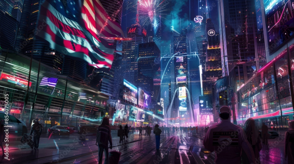 Fototapeta premium USA Independence Day: A Dazzling Display of Patriotism and Pyrotechnics