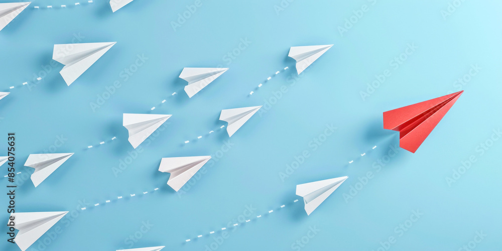 Red paper airplane ahead of the curve Red paper airplane ahead of the curve