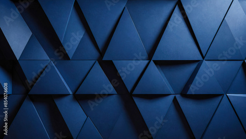 Abstract geometric composition of three-dimensional convex shapes: harmonious 3D background in dark blue tones. photo
