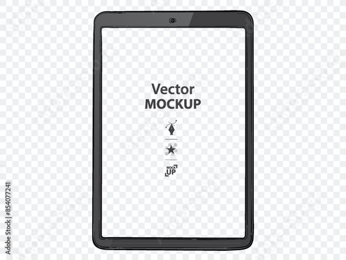 Tablet Computer Screen Vector Drawing Illustration with Transparent Background. Hand-drawn Tablet PC mockup.