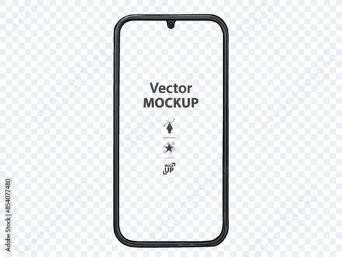 Mobile Phone Screen Vector Drawing Illustration with Transparent Background. Hand-drawn smartphone mockup.