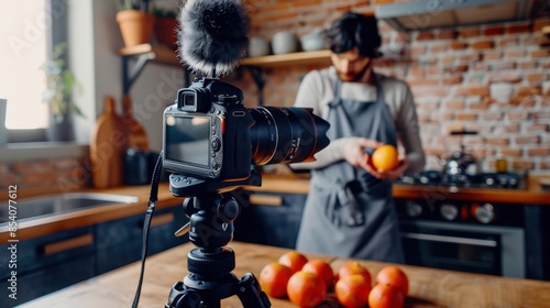 The camera recording a chef. photo