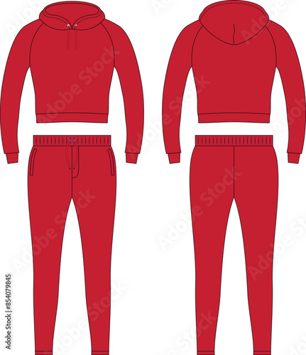 Ladies Hoodie and joggers Mockup Red Color