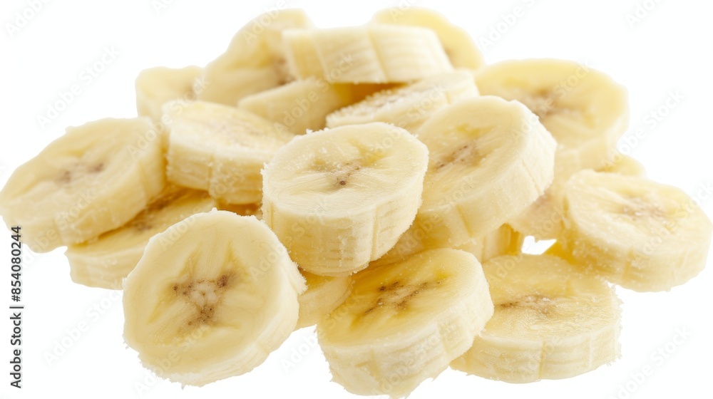 Banana slices isolated on white with clipping path Banana slices isolated on white with clipping path